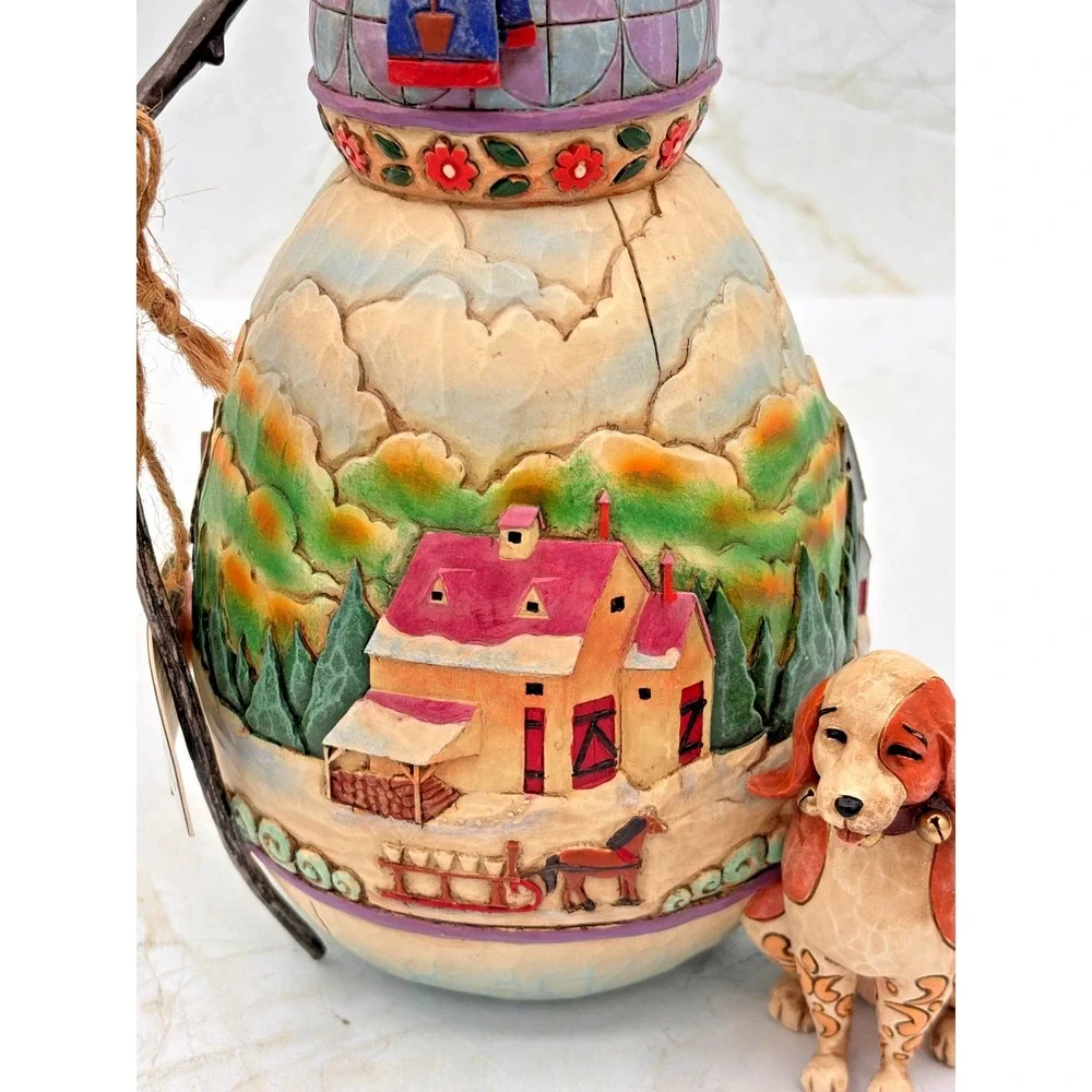 JIM SHORE Snowman's Best Friend w/ Dog Figurine Heartwood Creek 4008111 NOB 2007